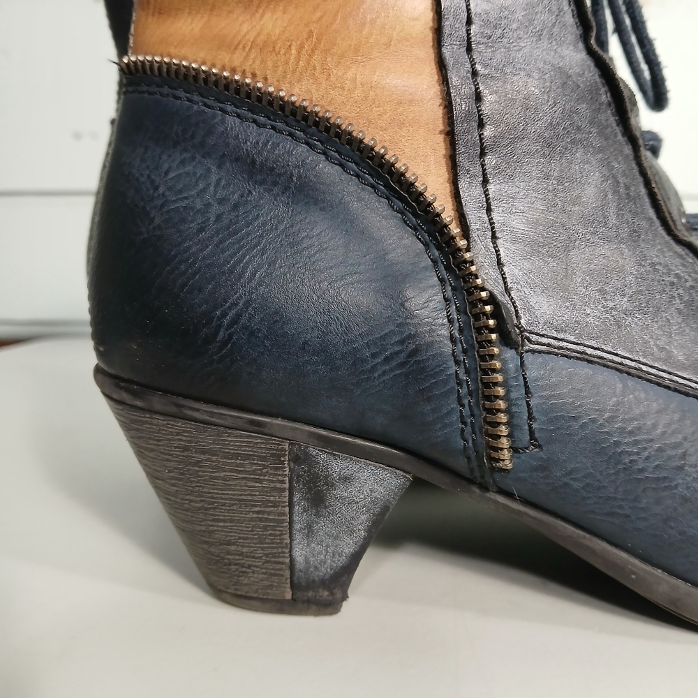 Rieker blue and tan ankle booties - Picture 6 of 11